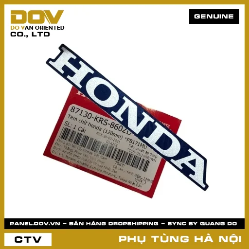 MÃ PHỤ TÙNG : 87130KRS860ZD TEM CHỮ HONDA (120MM) *PB171MU — 87130KRS860ZD