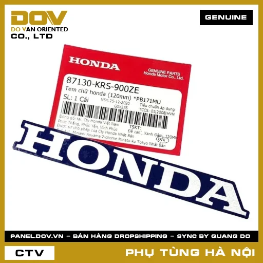 MÃ PHỤ TÙNG : 87130KRS900ZE TEM CHỮ HONDA (120MM) *PB171MU — 87130KRS900ZE