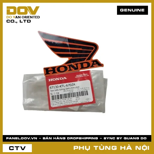 MÃ PHỤ TÙNG : 87130KTL670ZA TEM BIỂU TƯỢNG CÁNH CHIM PHẢI — 87130KTL670ZA