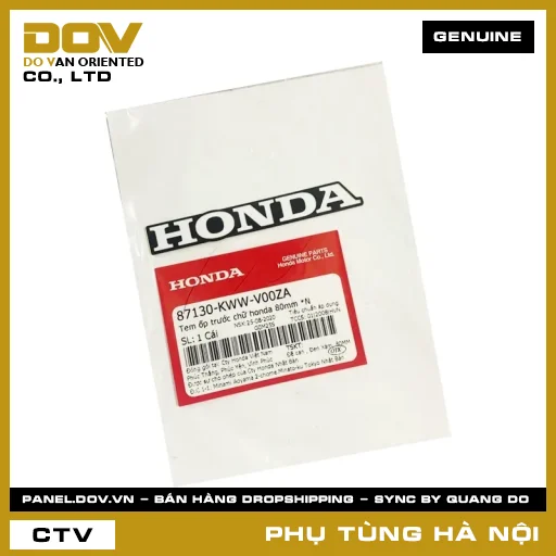 MÃ PHỤ TÙNG : 87130KWWV00ZA TEM ỐP TRƯỚC CHỮ HONDA 80MM *N — 87130KWWV00ZA