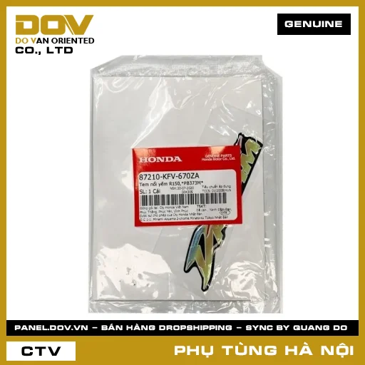 MÃ PHỤ TÙNG : 87210KFV670ZA TEM NỔI YẾM R150,*PB373M* — 87210KFV670ZA