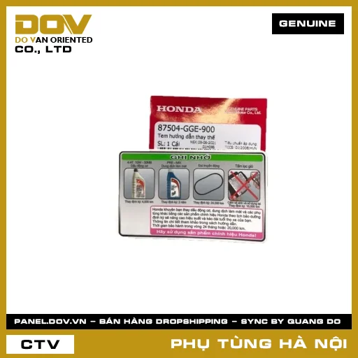 MÃ PHỤ TÙNG : 87504GGE900 TEM HƯỚNG DẪN THAY THẾ — 87504GGE900