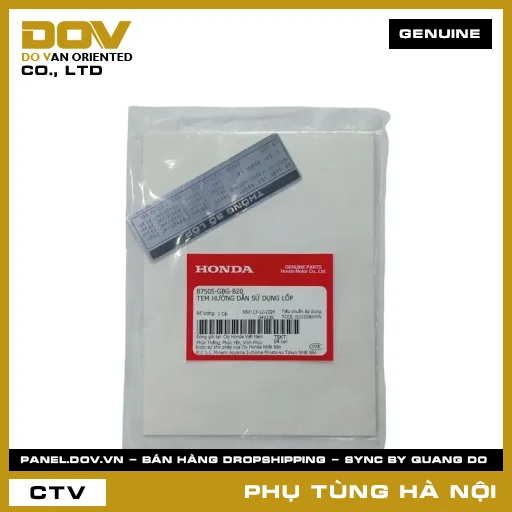 MÃ PHỤ TÙNG : 87505GBGB20 TEM HƯỚNG DẪN SỬ DỤNG LỐP — 87505GBGB20
