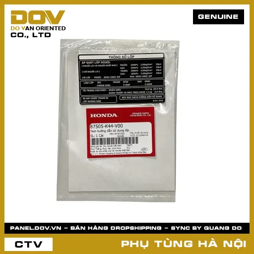 MÃ PHỤ TÙNG : 87505K44V00 TEM HƯỚNG DẪN SỬ DỤNG LỐP — 87505K44V00