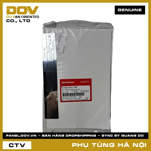 MÃ PHỤ TÙNG : 87505KFV790 TEM THÔNG SỐ LỐP & XÍCH TẢI — 87505KFV790