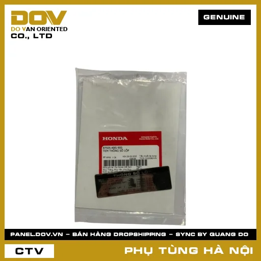 MÃ PHỤ TÙNG : 87505KRS900 TEM THÔNG SỐ LỐP — 87505KRS900