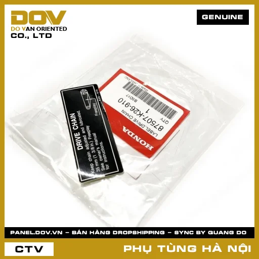 MÃ PHỤ TÙNG : 87507K26910 TEM DÁN THÔNG SỐ XÍCH TẢI — 87507K26910