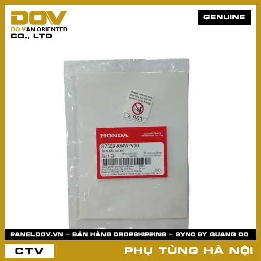 MÃ PHỤ TÙNG : 87509KWWV00 TEM BẦU LỌC GIÓ — 87509KWWV00