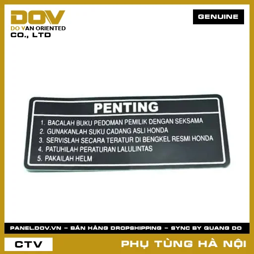 MÃ PHỤ TÙNG : 87560KVB930 TEM HƯỚNG DẪN LÁI XE — 87560KVB930