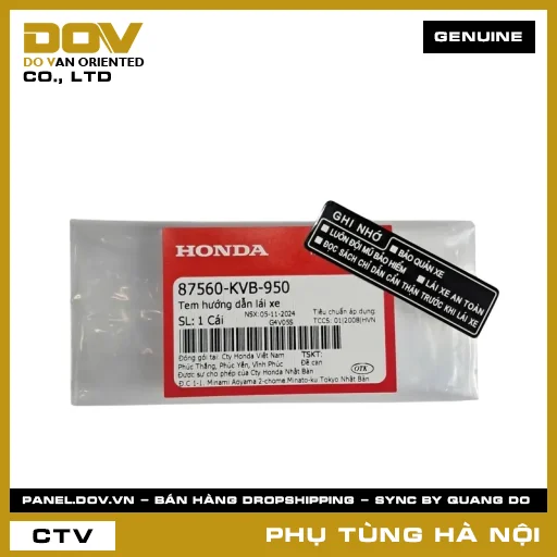 MÃ PHỤ TÙNG : 87560KVB950 TEM HƯỚNG DẪN LÁI XE — 87560KVB950