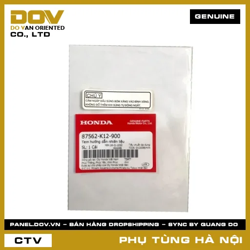 MÃ PHỤ TÙNG : 87562K12900 TEM HƯỚNG DẪN NHIÊN LIỆU — 87562K12900