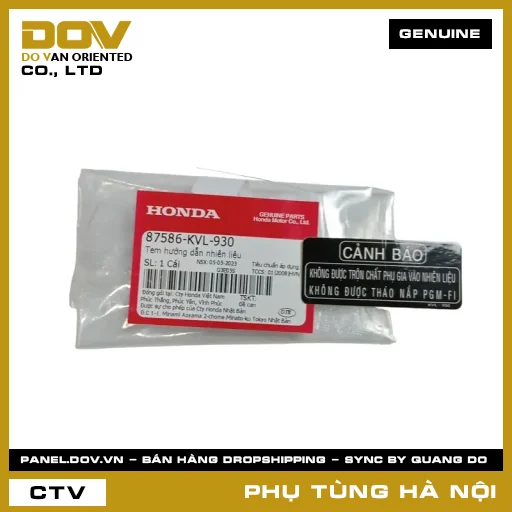 MÃ PHỤ TÙNG : 87586KVL930 TEM HƯỚNG DẪN NHIÊN LIỆU — 87586KVL930