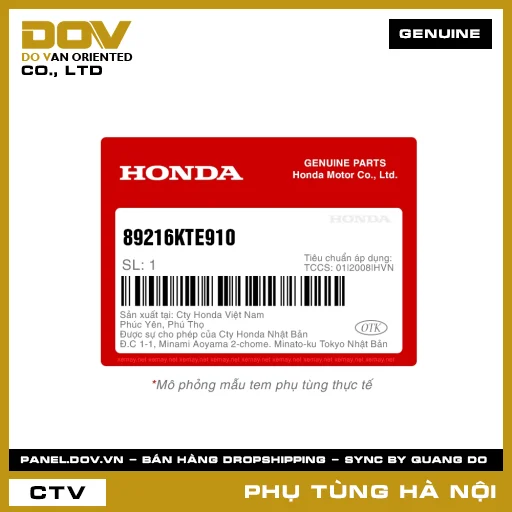 MÃ PHỤ TÙNG : 89216KTE910 TUÝP MỞ BUGI — 89216KTE910