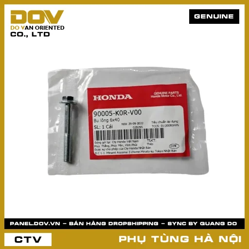 MÃ PHỤ TÙNG : 90005K0RV00 BU LÔNG 6X40 — 90005K0RV00