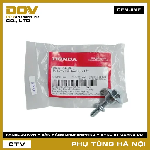 MÃ PHỤ TÙNG : 90017GCC000 BU LÔNG NẮP ĐẦU QUY LÁT — 90017GCC000