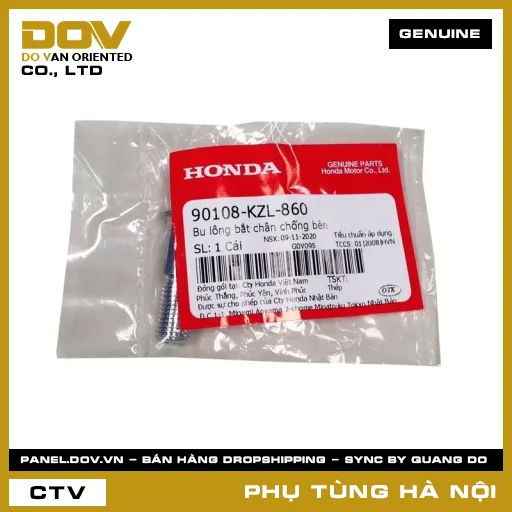MÃ PHỤ TÙNG : 90108KZL860 BU LÔNG BẮT CHÂN CHỐNG BÊN — 90108KZL860
