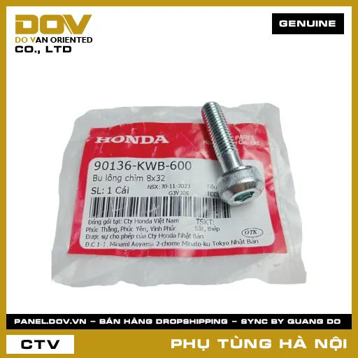 MÃ PHỤ TÙNG : 90136KWB600 BU LÔNG CHÌM 8X32 — 90136KWB600