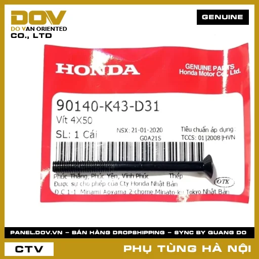 MÃ PHỤ TÙNG : 90140K43D31 VÍT 4X50 — 90140K43D31