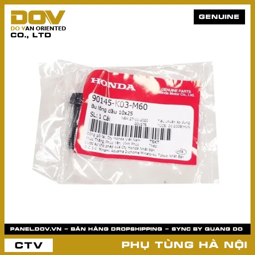 MÃ PHỤ TÙNG : 90145K03M60 BU LÔNG DẦU 10X25 — 90145K03M60