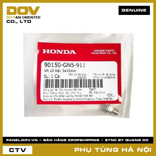 MÃ PHỤ TÙNG : 90150GN5911 VÍT CÓ BẬC 5X15MM — 90150GN5911