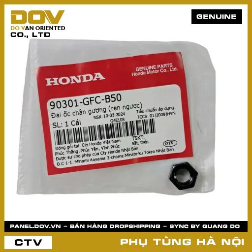 MÃ PHỤ TÙNG : 90301GFCB50 ĐAI ỐC CHÂN GƯƠNG (REN NGƯỢC) — 90301GFCB50