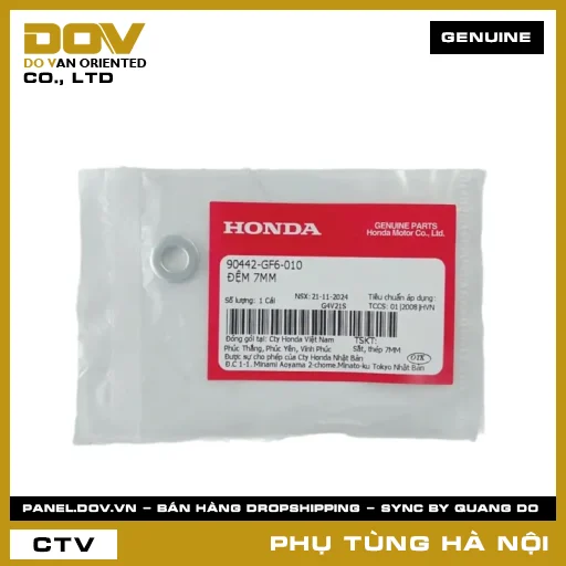 MÃ PHỤ TÙNG : 90442GF6010 ÐỆM 7MM — 90442GF6010