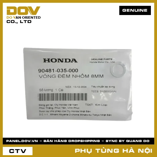 MÃ PHỤ TÙNG : 90481035000 VÒNG ĐỆM NHÔM 8MM — 90481035000