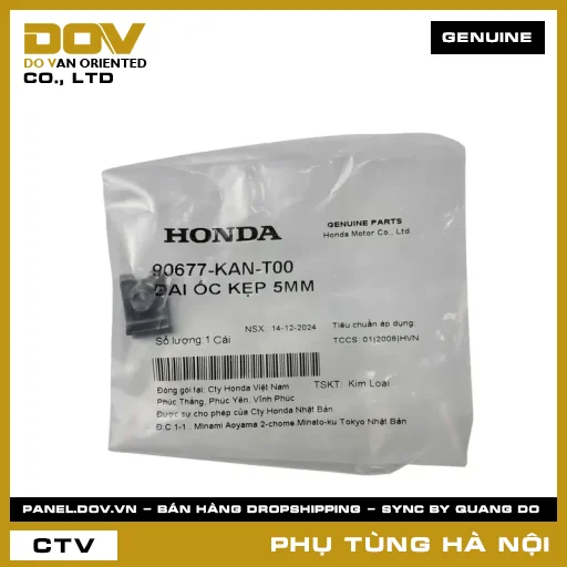 MÃ PHỤ TÙNG : 90677KANT00 ĐAI ỐC KẸP 5MM — 90677KANT00