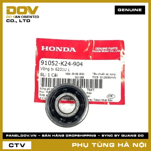 MÃ PHỤ TÙNG : 91052K24904 VÒNG BI 6201UL (1 MẶT CHẮN BỤI) — 91052K24904