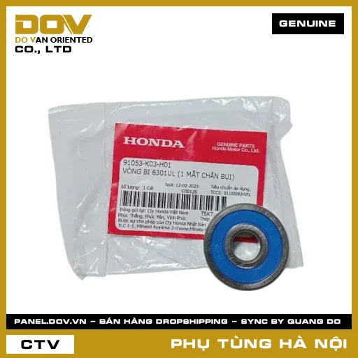 MÃ PHỤ TÙNG : 91053K03H01 VÒNG BI 6301UL (1 MẶT CHẮN BỤI) — 91053K03H01