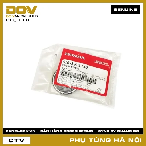 MÃ PHỤ TÙNG : 91053K03H02 VÒNG BI 6301UL (1 MẶT CHẮN BỤI) — 91053K03H02
