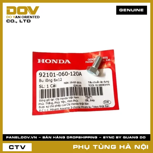 MÃ PHỤ TÙNG : 92101060120A BU LÔNG 6X12 — 92101060120A