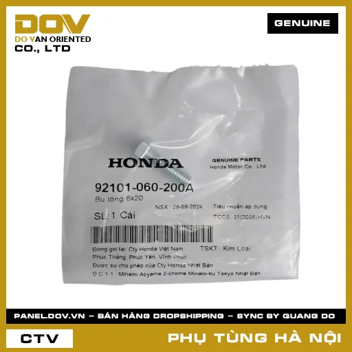 MÃ PHỤ TÙNG : 92101060200A BU LÔNG 6X20 — 92101060200A