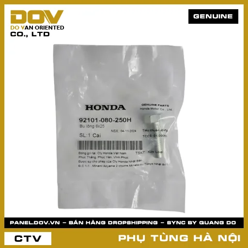 MÃ PHỤ TÙNG : 92101080250H BU LÔNG 6X25 — 92101080250H