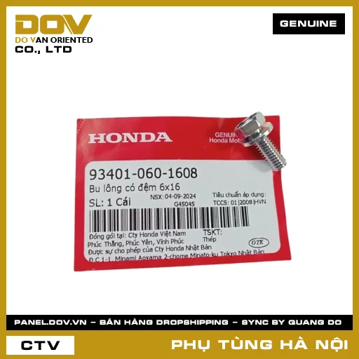 MÃ PHỤ TÙNG : 934010601608 BU LÔNG CÓ ĐỆM 6X16 — 934010601608