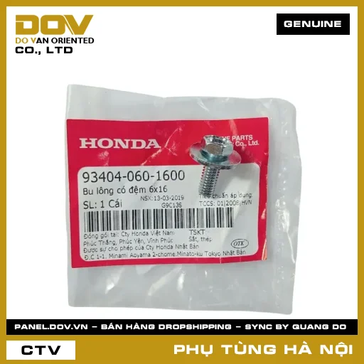 MÃ PHỤ TÙNG : 934040601600 BU LÔNG CÓ ĐỆM 6X16 — 934040601600