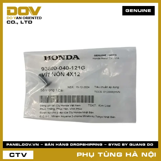 MÃ PHỤ TÙNG : 93600040121G VÍT NÓN 4X12 — 93600040121G