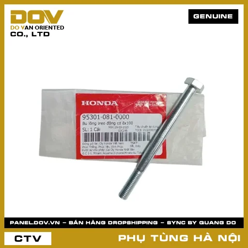 MÃ PHỤ TÙNG : 953010810000 BU LÔNG TREO ĐỘNG CƠ 8X100 — 953010810000