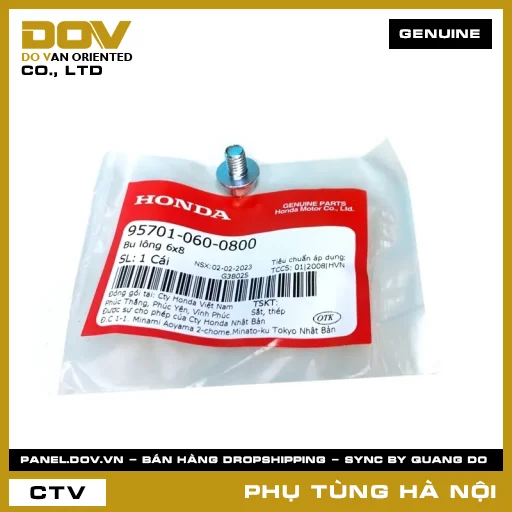 MÃ PHỤ TÙNG : 957010600800 BU LÔNG 6X8 — 957010600800