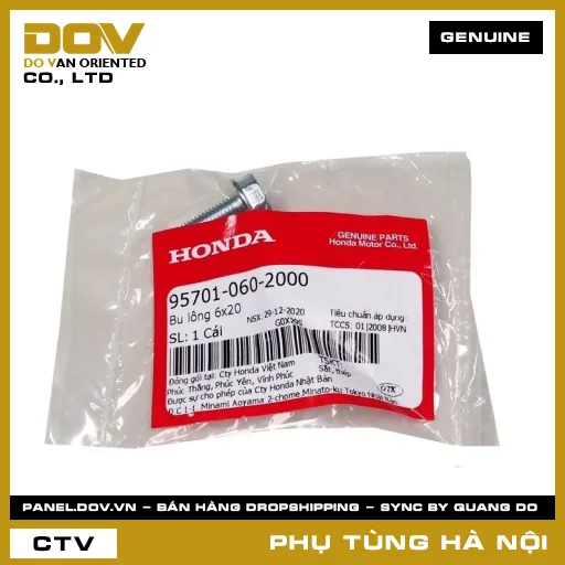 MÃ PHỤ TÙNG : 957010602000 BU LÔNG 6X20 — 957010602000
