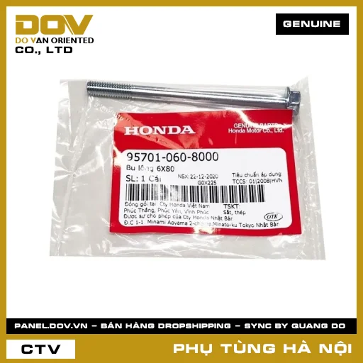 MÃ PHỤ TÙNG : 957010608000 BU LÔNG 6X80 — 957010608000