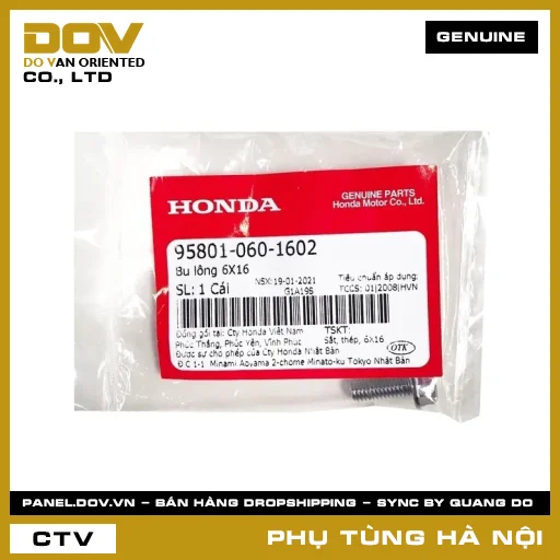 MÃ PHỤ TÙNG : 958010601602 BU LÔNG 6X16 — 958010601602