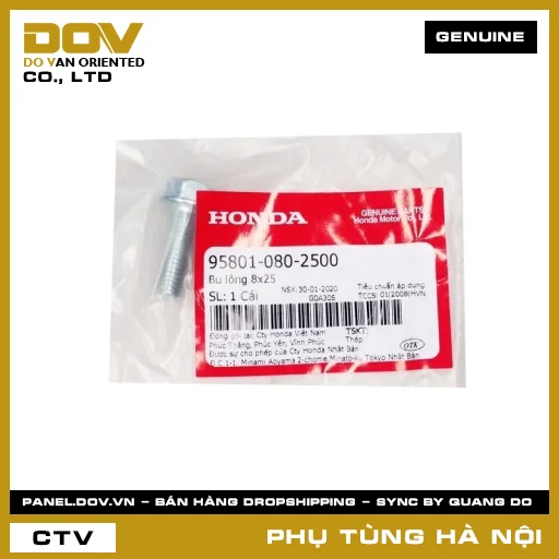 MÃ PHỤ TÙNG : 958010802500 BU LÔNG 8X25 — 958010802500