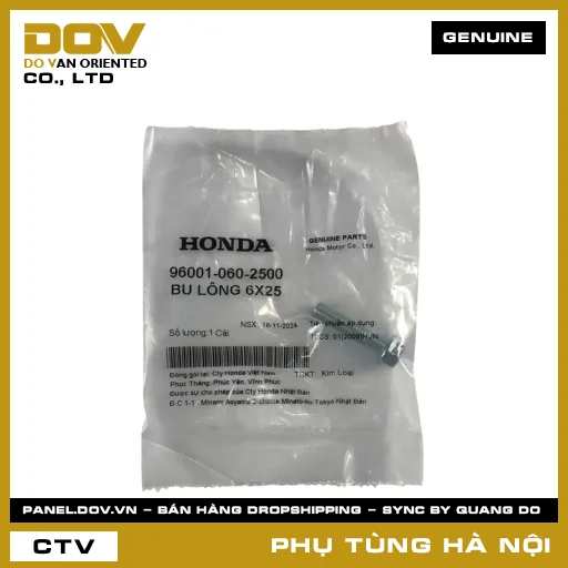 MÃ PHỤ TÙNG : 960010602500 BU LÔNG 6X25 — 960010602500