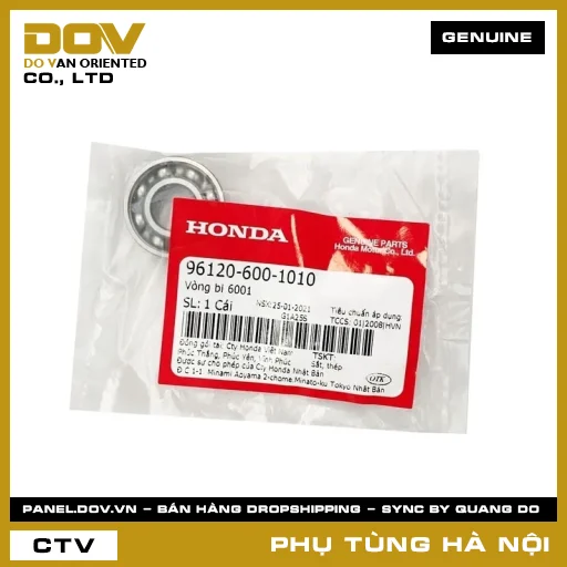 MÃ PHỤ TÙNG : 961206001010 VÒNG BI 6001 — 961206001010