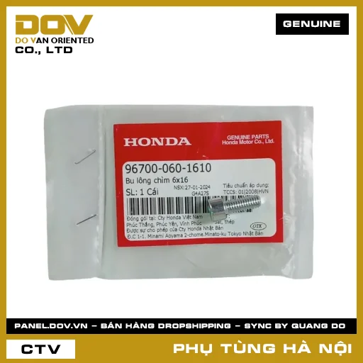 MÃ PHỤ TÙNG : 967000601610 BU LÔNG CHÌM 6X16 — 967000601610