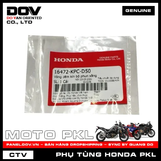 VÒNG ĐÊM KÍN BỘ PHUN XĂNG ADV350, CB300R, CB650R, CBR650R, GOLDWING, SH 350 — 16472KPCD50