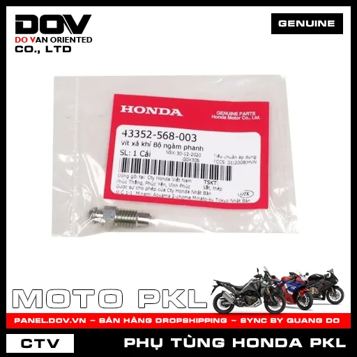 VÍT XẢ KHÍ BỘ NGÀM PHANH (thắng) ADV350, CB1000R, CB250 NIGHTHAWK, CB300R, CB350 H'NESS, CB500F, CB500X, CB650R, CBR500R, CBR650R, GOLDWING, NX500, REBEL 1100, REBEL 300, REBEL 500, SH 350 — 43352568003