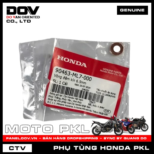 VÒNG ĐỆM KÍN 6.5MM ADV350, CB1000R, CB300R, CB500F, CB500X, CB650R, CBR500R, CBR650R, NX500, REBEL 300, REBEL 500, SH 350 — 90463ML7000