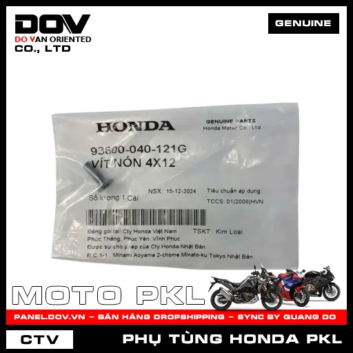 VÍT NÓN 4X12 ADV350, CB250 NIGHTHAWK, CB300R, CB350 H'NESS, CB500F, CB500X, CB650R, CBR500R, CBR650R, GOLDWING, NX500, REBEL 1100, REBEL 300, REBEL 500, SH 350 — 93600040121G